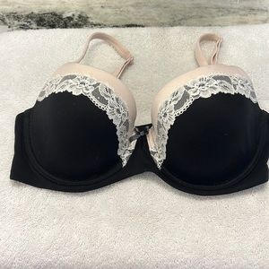 Victoria secret black and pink lace bra 34DD